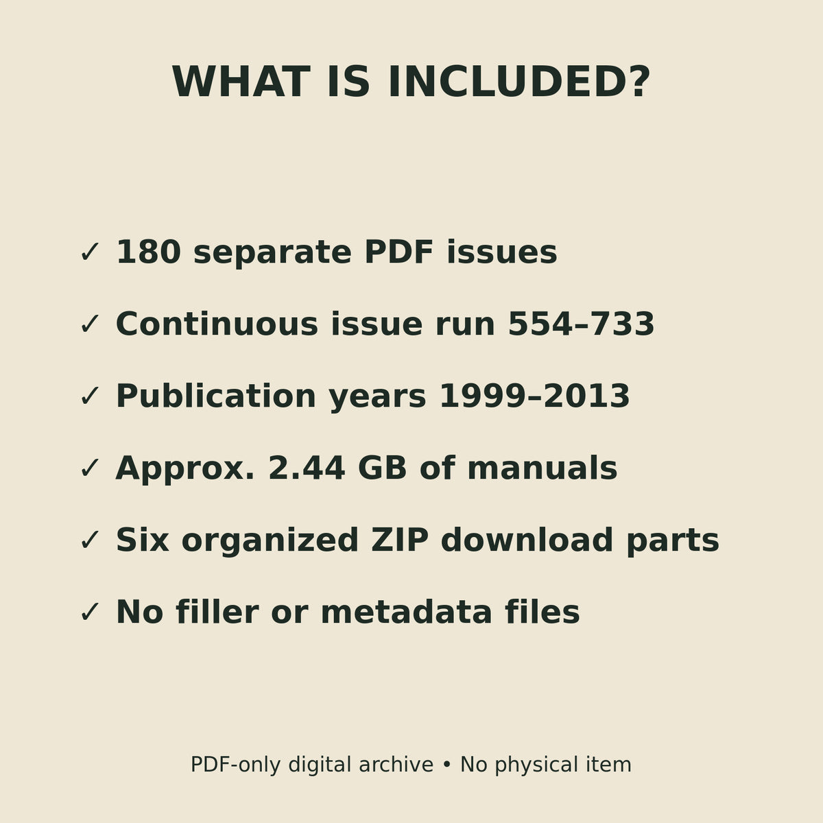 Contents of the six-part 180 PDF preventive maintenance mega bundle