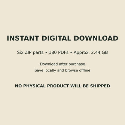Six-part instant digital download information for the 180 PDF bundle