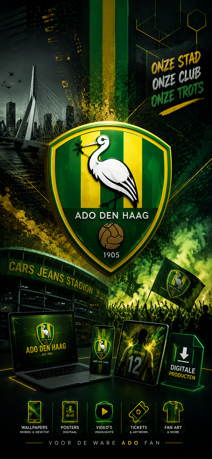 ADO Den Haag Phone Wallpapers – 15 Digital Football Wallpapers for Smartphone | Instant Download