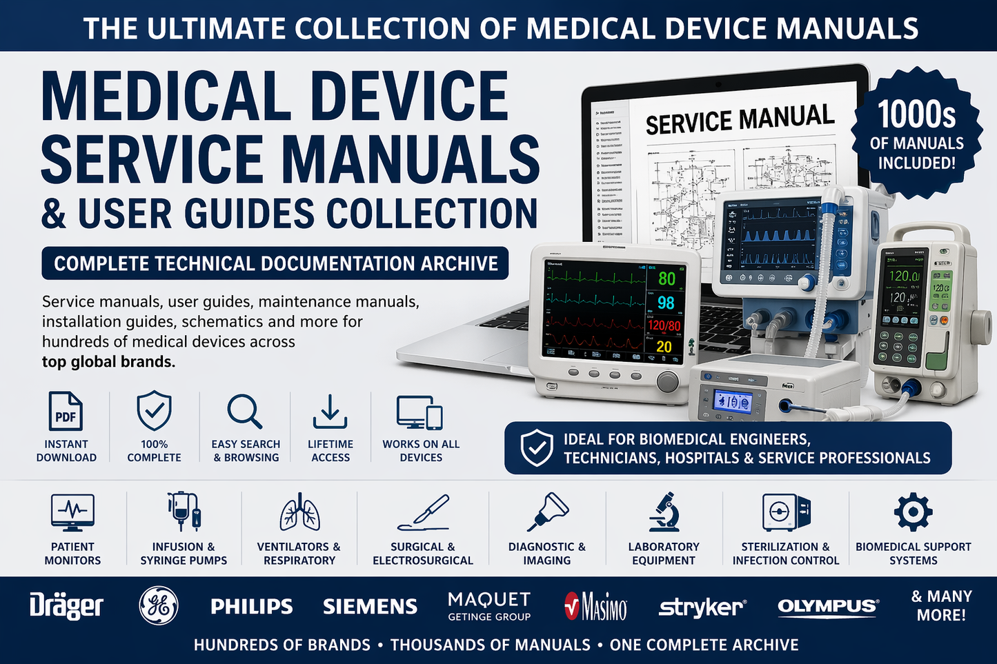 Medical Device Service Manuals & User Guides Collection (Multi-Brand Archive)