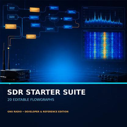GNU Radio SDR Starter Suite – 20 Editable GRC Flowgraphs, Python Scripts & PDF Manuals – product overview