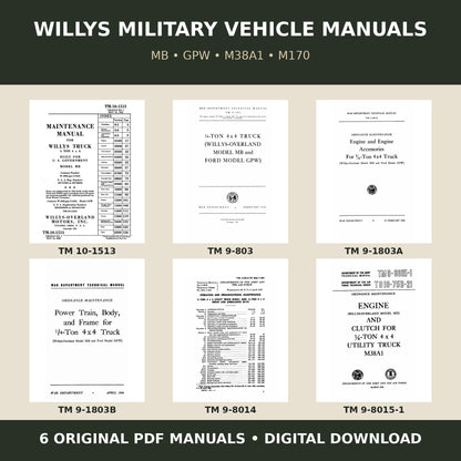 Willys military vehicle manuals 6 PDF digital bundle