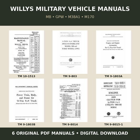Willys military vehicle manuals 6 PDF digital bundle