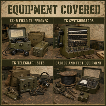 EE-8 telephones TC switchboards TG telegraph sets cables and test equipment