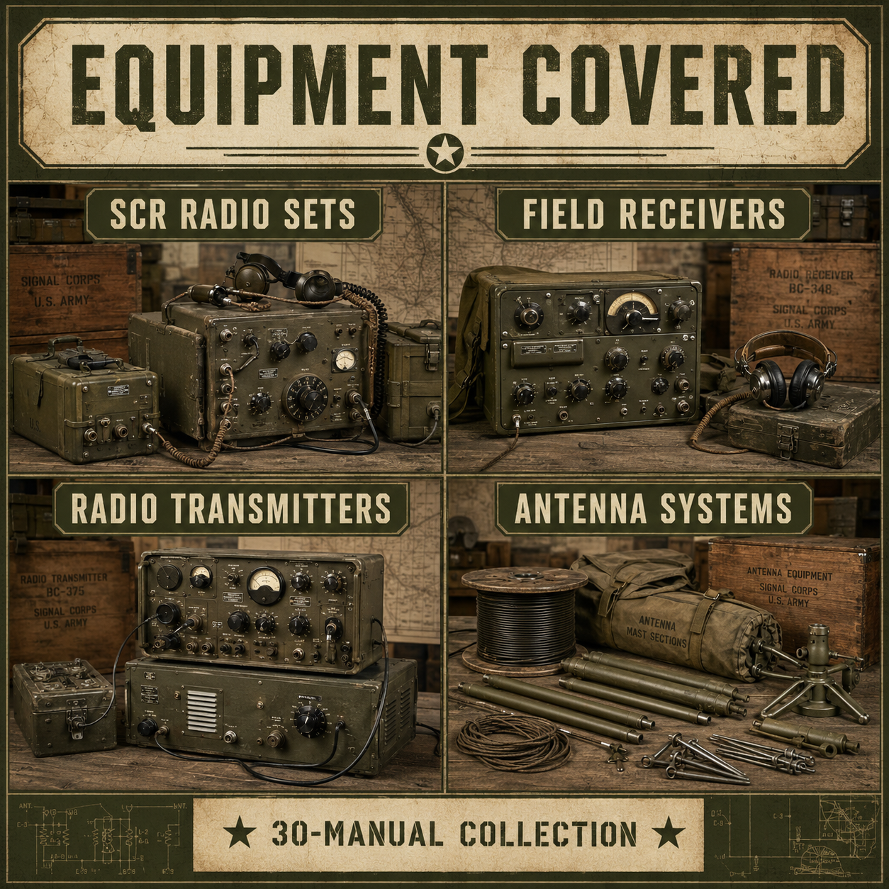 SCR radio sets receivers transmitters and antenna systems