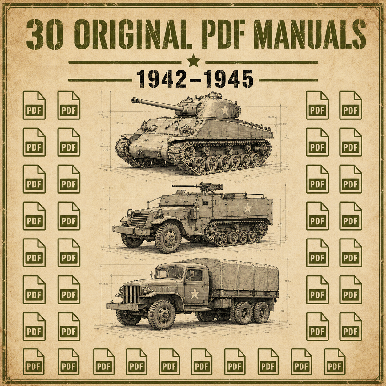 30 original PDF vehicle manuals from 1942 to 1945